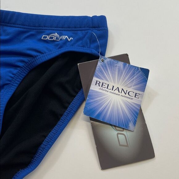 Dolfin Mens Blue/Black Swim Briefs Elastic Edges Blue Sz S - Picture 4 of 6